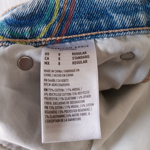 American Eagle Jeans Size 8 Love Pride Rainbow‎ Pattern Super High Rise Straight - Picture 9 of 10